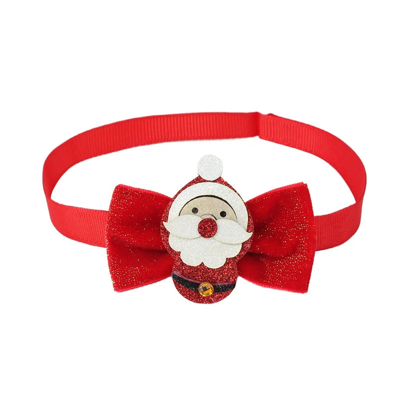 Christmas Pet Bow Tie – Red Mini Tie with Festive Elements for Dogs & Cats