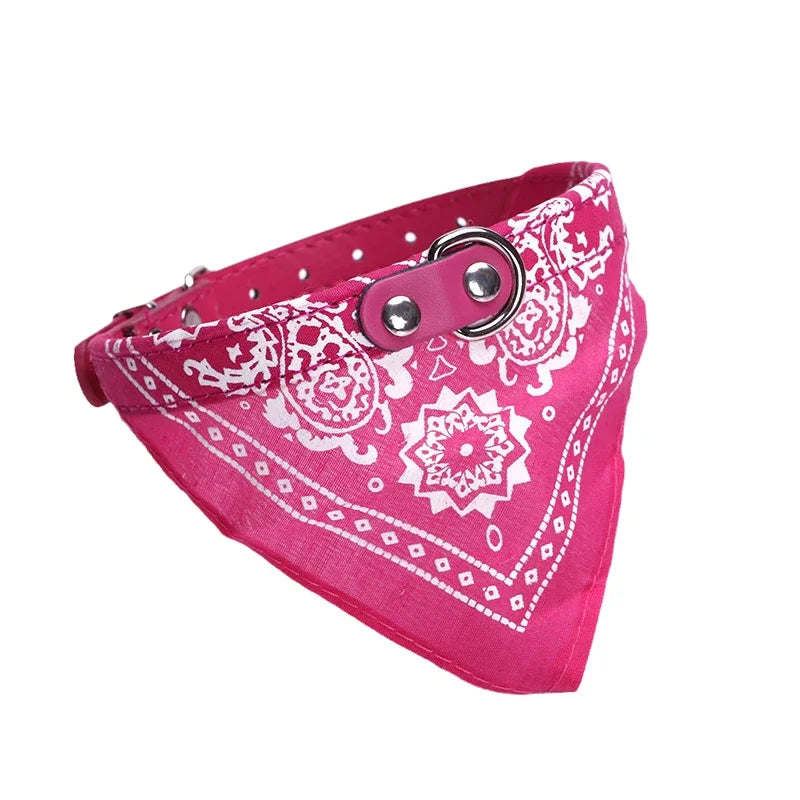 PU Pet Collar with Scarf – Adjustable for Small & Medium Dogs