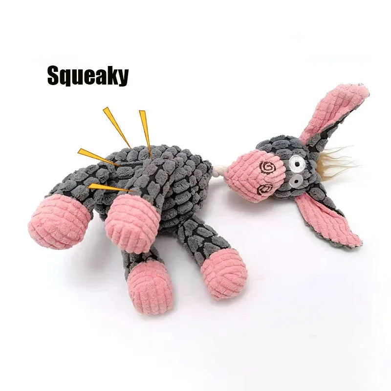 Donkey-Shaped Corduroy Squeaky Dog Toy