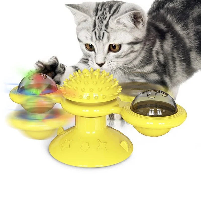 Interactive Windmill Cat Toy – Puzzle Turntable for Kittens