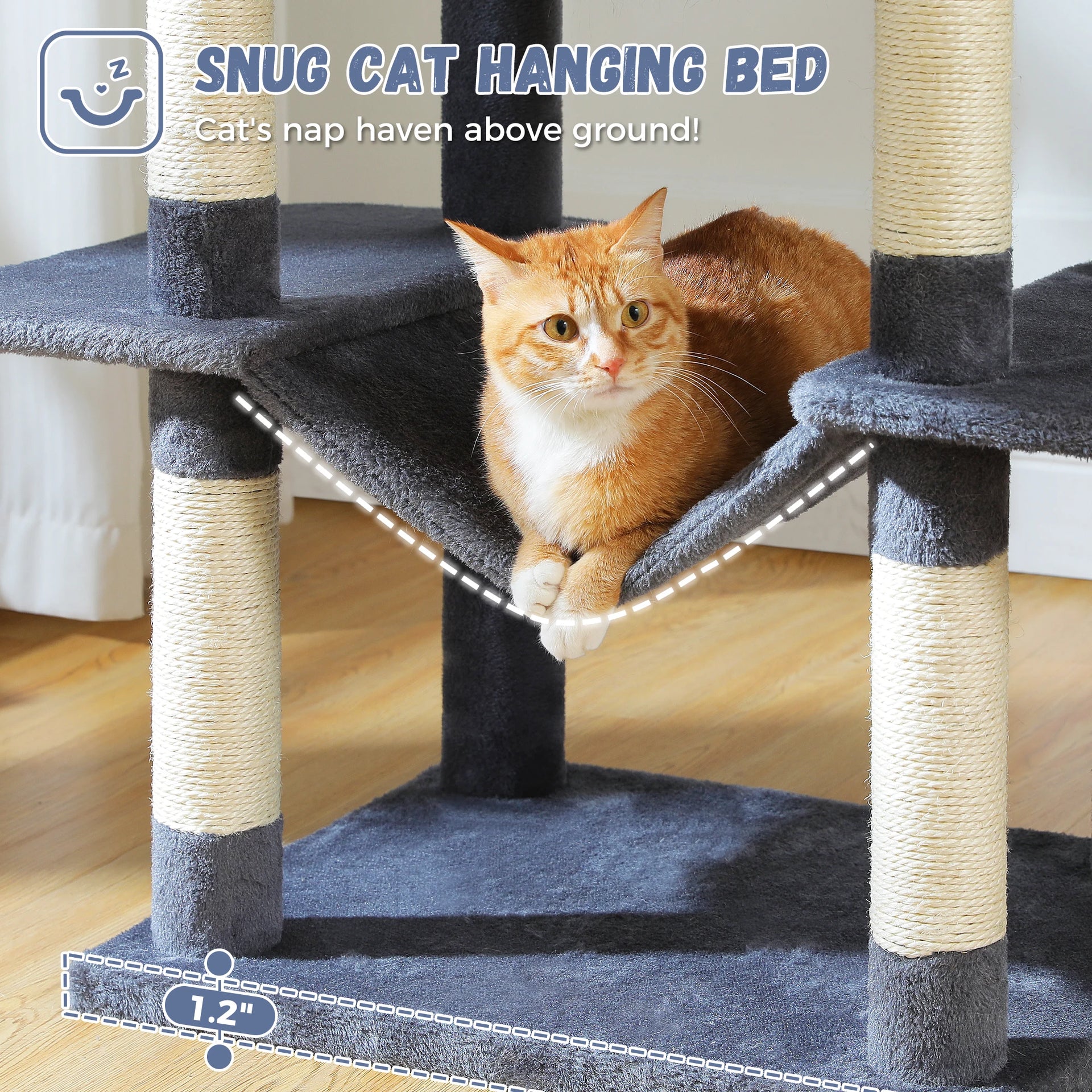 Multi-Level Cat Tree Tower for Indoor Cats – Modern Cat Furniture with Scratching Posts, Condo & Large Hammock