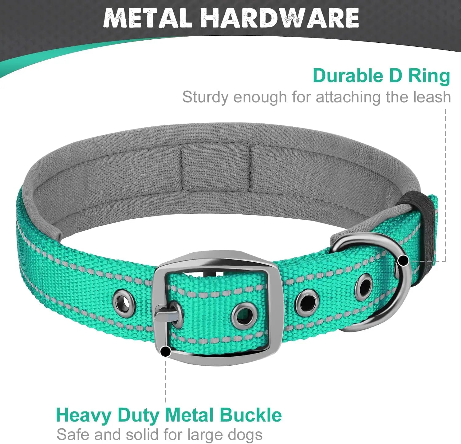 Padded Reflective Dog Collar – Heavy Duty Adjustable