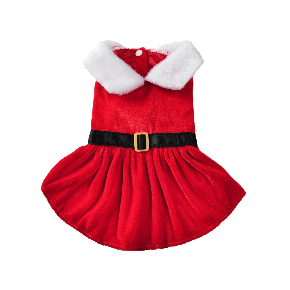 Christmas Pet Princess Dress – Red Holiday Skirt for Small Dogs & Cats
