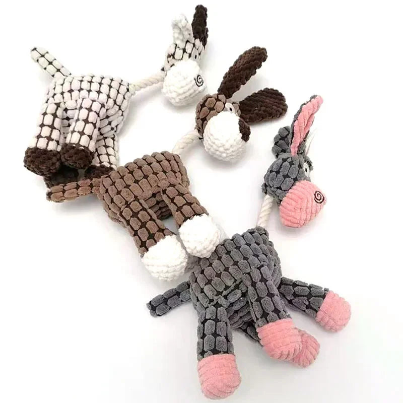 Donkey-Shaped Corduroy Squeaky Dog Toy
