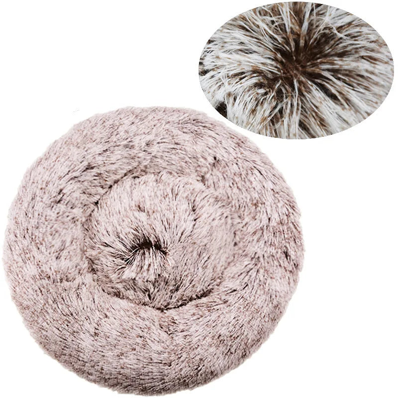 Round Plush Pet Bed for Cats & Dogs – Winter Warm Sleeping Bed