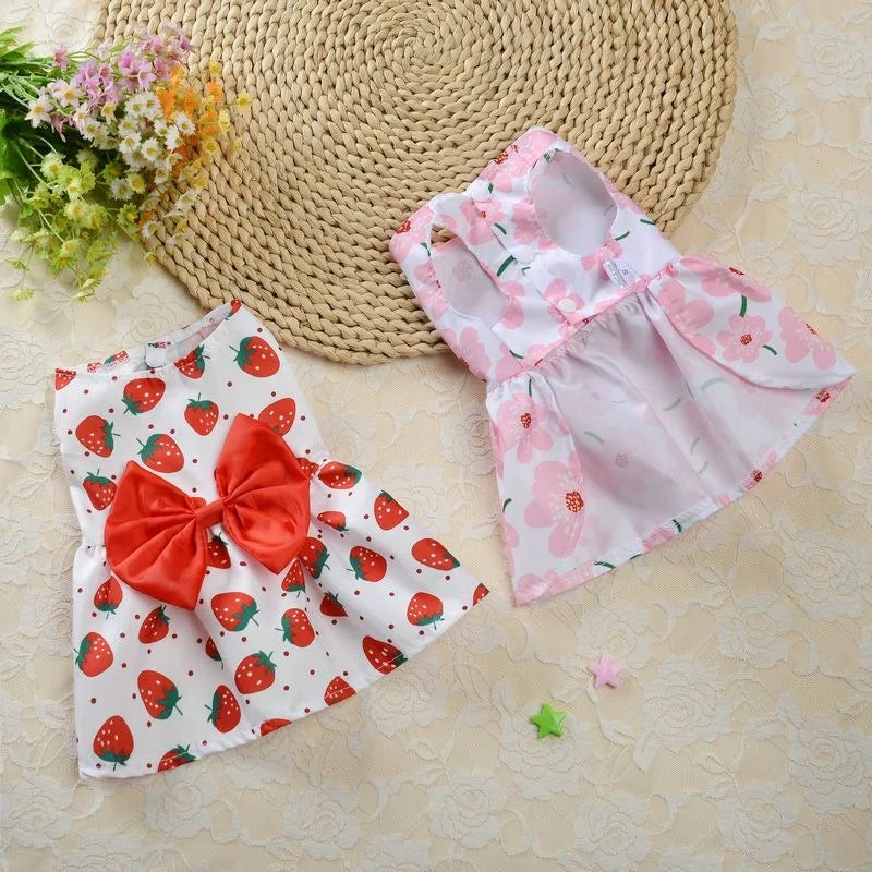 Fashion Cat & Puppy Dress with Bow – Small Dog & Cat Clothing