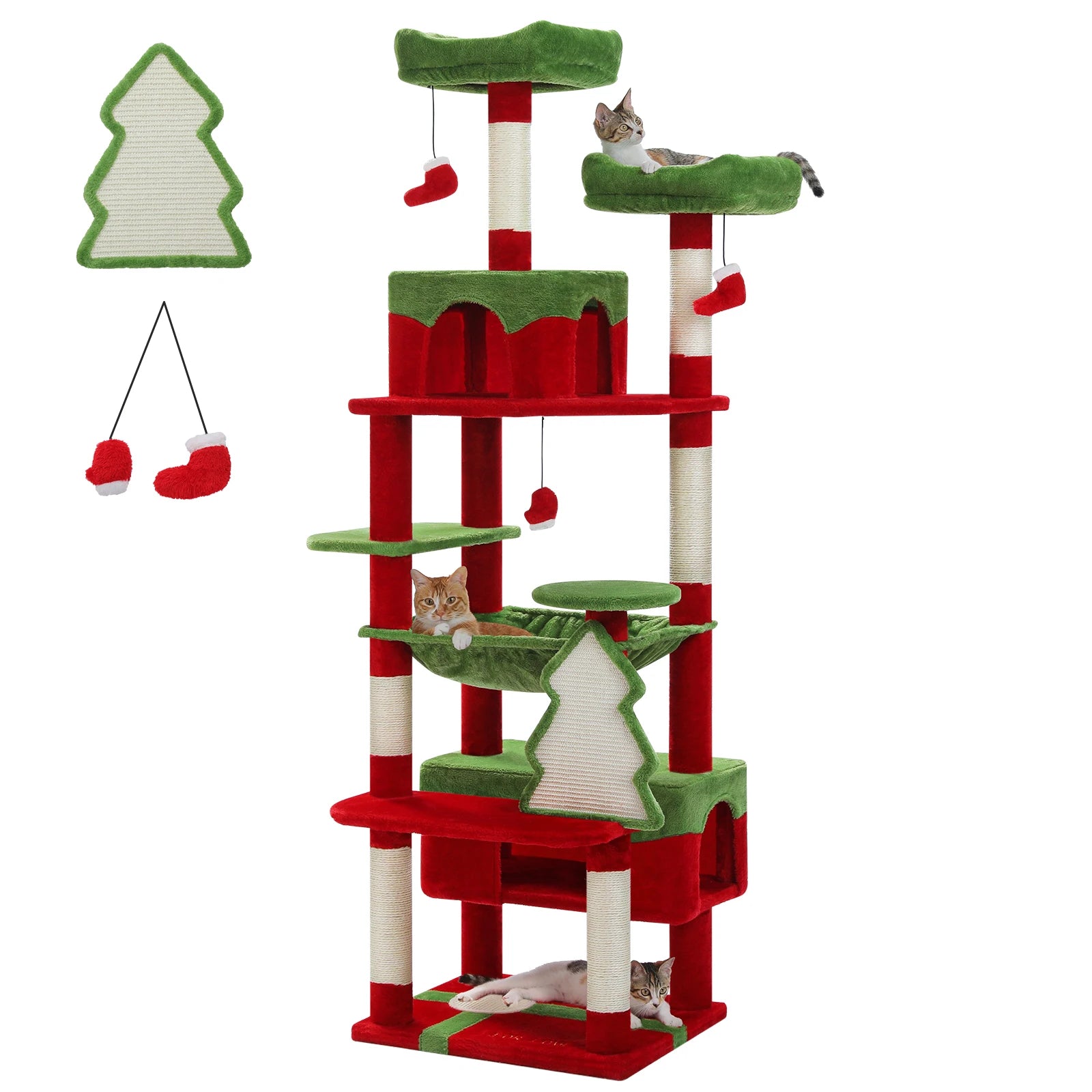 Large Cat Tree Tower for Indoor Cats – Multi-Level Cat Condo with Sisal Scratching Posts, Hammock, Padded Perches & Toys