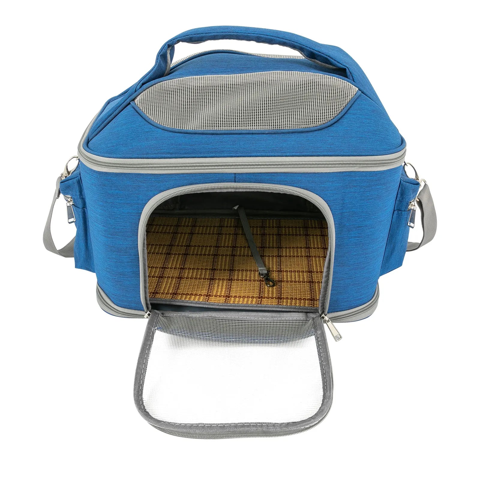 Blue Collapsible Pet Carrier – Waterproof Oxford Travel Bag