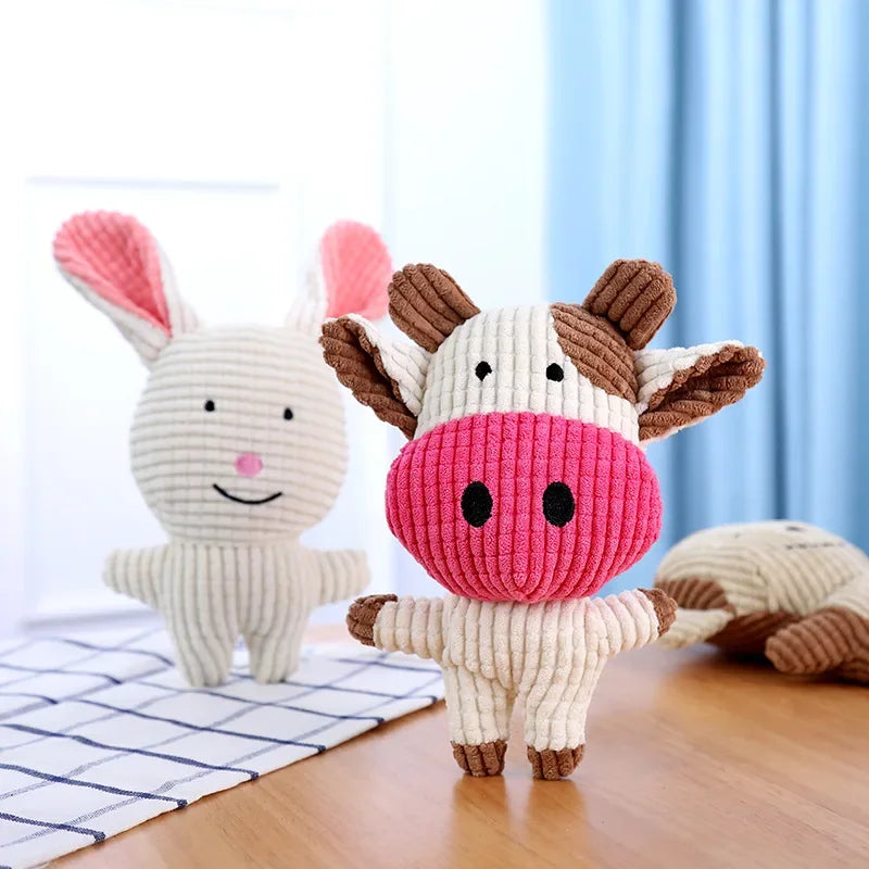 Donkey-Shaped Corduroy Squeaky Dog Toy