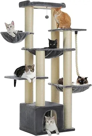 XXL Cat Tree Tower – 67" Heavy-Duty Indoor Cat Furniture with 13 Thick Scratching Posts, Super Large Perch & Cozy Spa