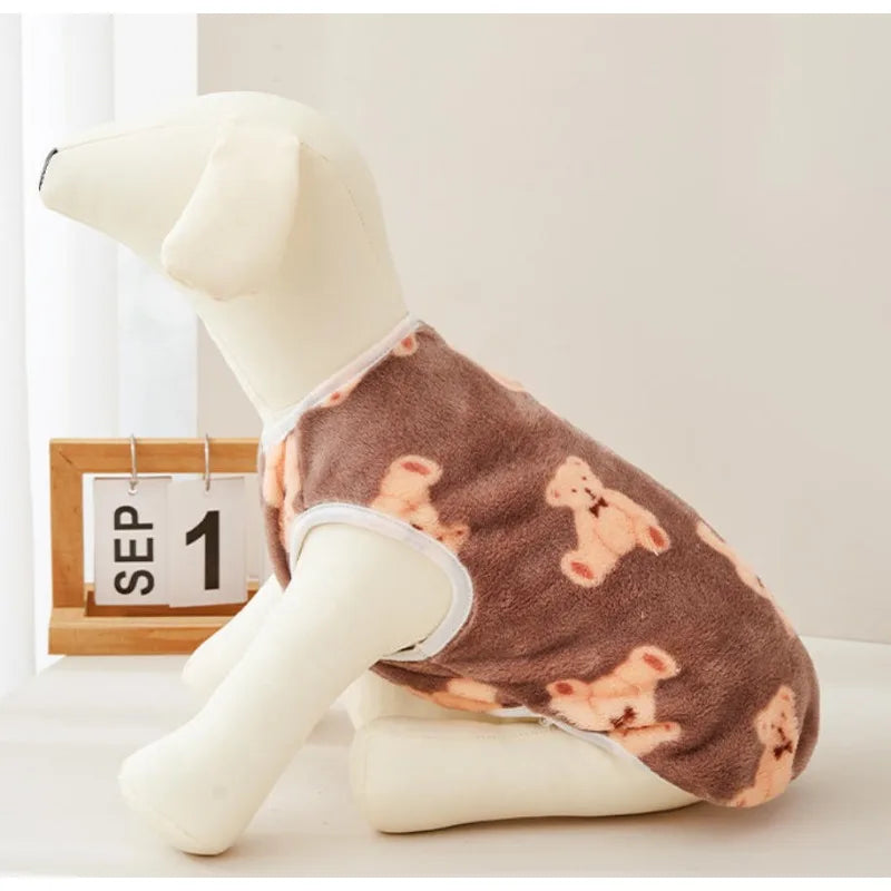 Flannel Paw Print Dog Vest – Soft Cozy Coat for Small & Medium Pets