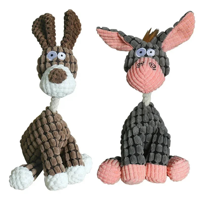 Donkey-Shaped Corduroy Squeaky Dog Toy