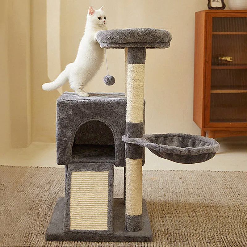 Luxury Cat Tree Tower – Multi-Level Cat Furniture with Double Condos, Hammock, Spacious Perch & Sisal Scratching Posts