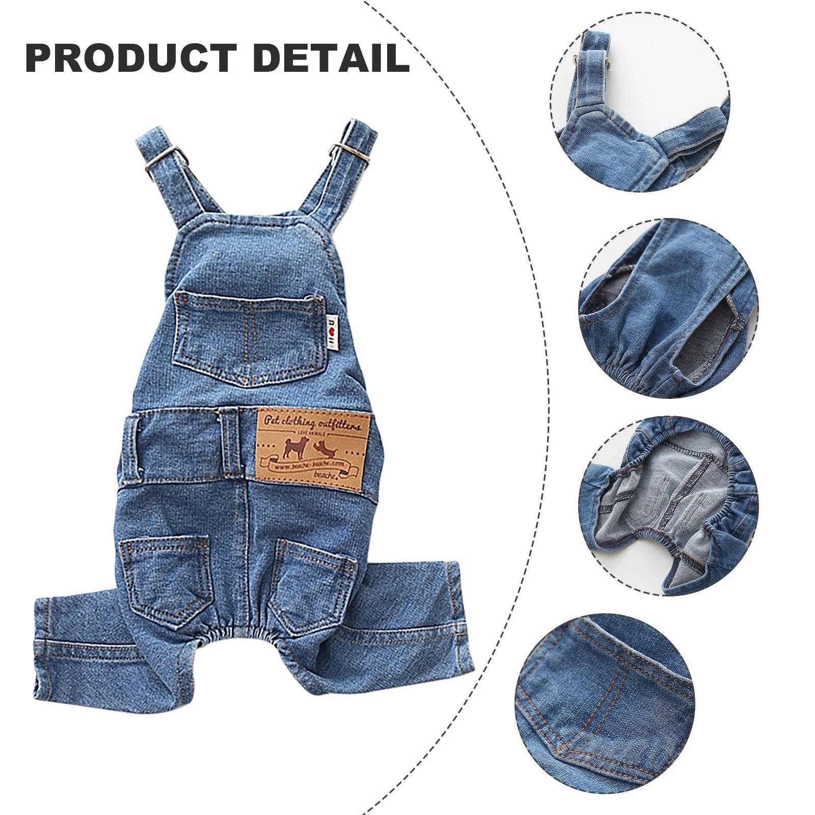 Dog Denim Jumpsuit – Fashion Cotton Outfit for Small & Medium Dogs and Cats