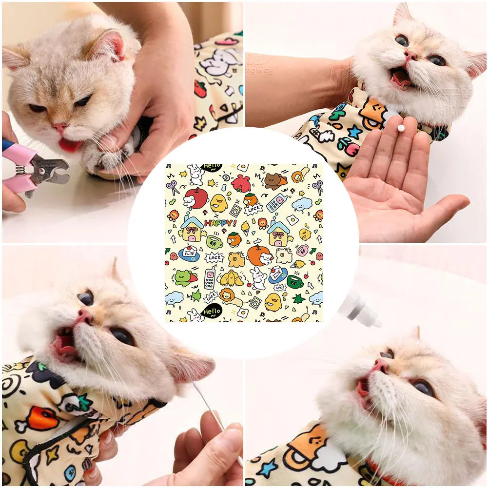 Cat Grooming Wrap – Self-Adherent Restraint Swaddle