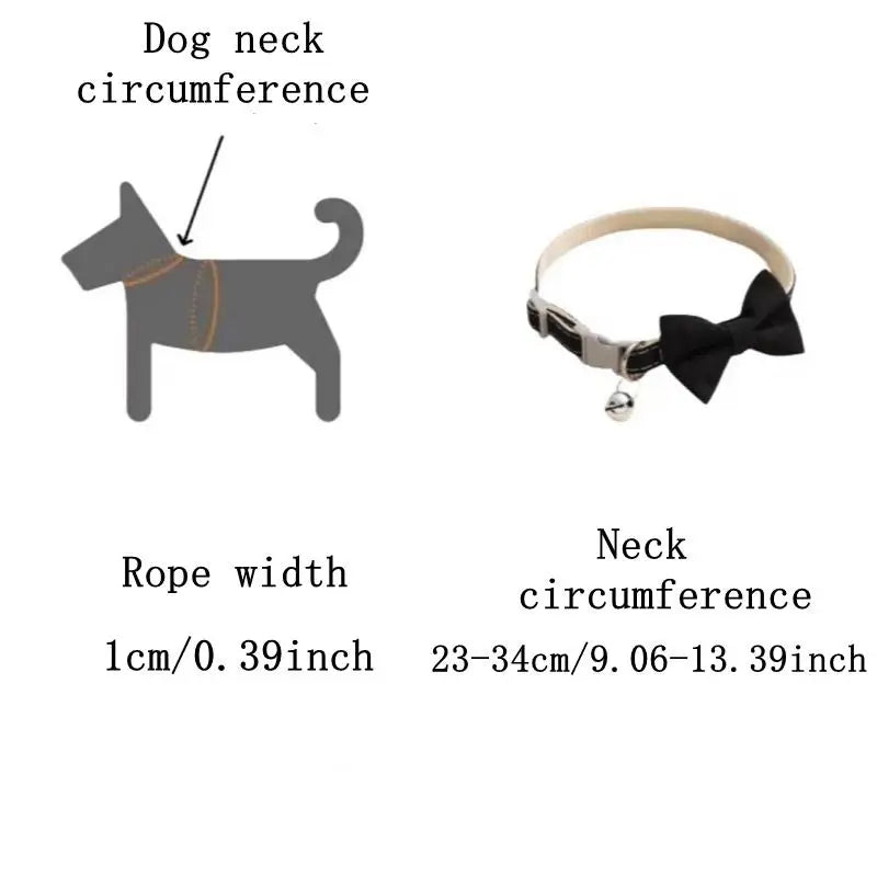 Adjustable Bow Collar with Bell – Solid Color for Puppies & Cats