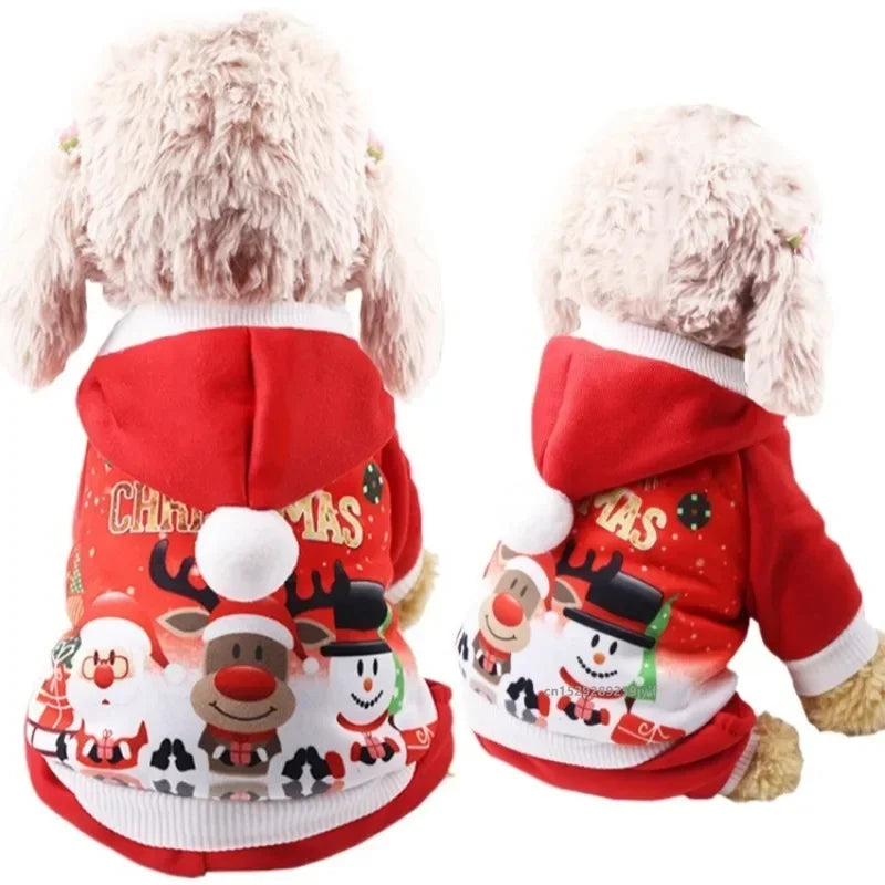 Christmas Pet Clothes – Warm Winter Dog Hoodie Coat for Small & Medium Dogs