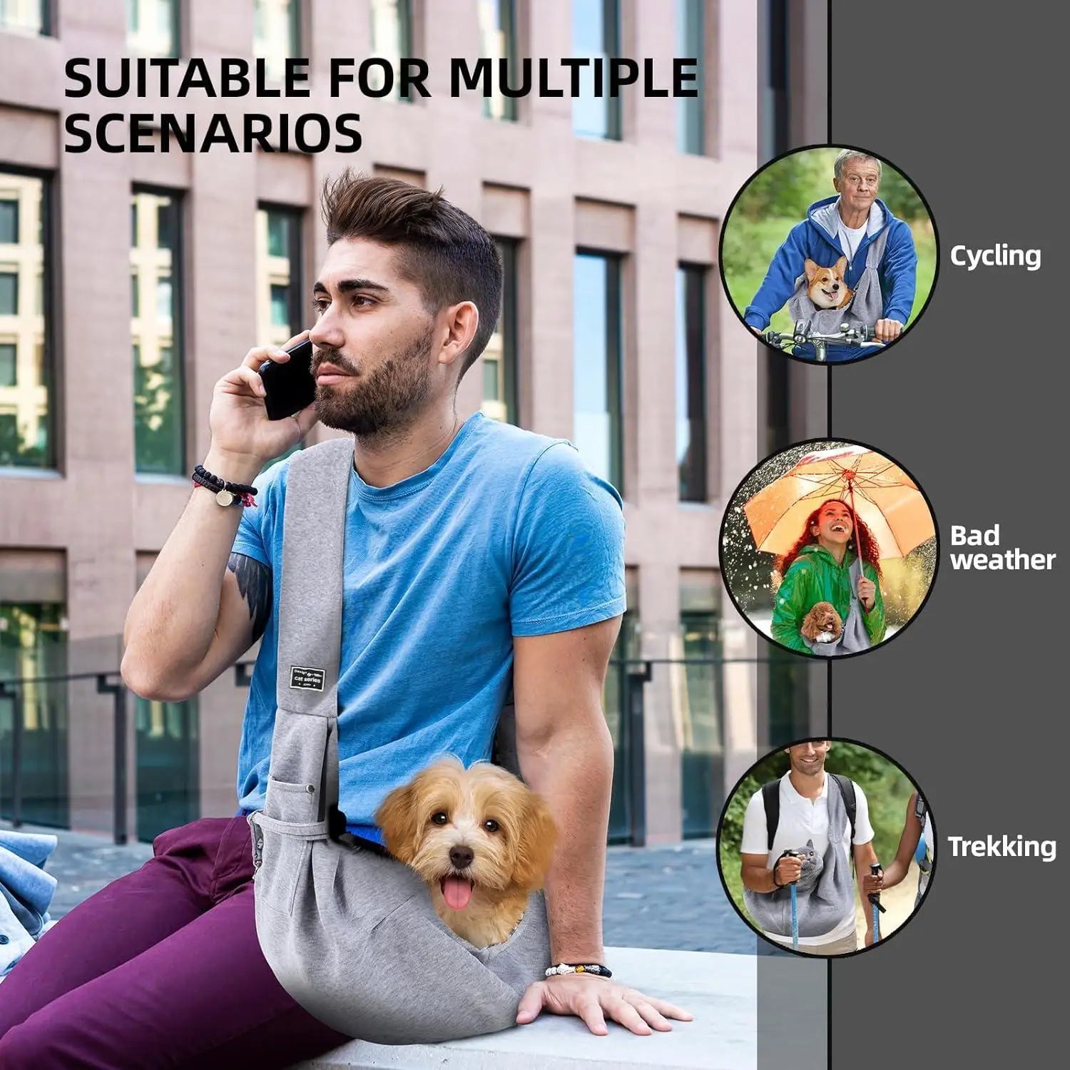Cotton Pet Sling Bag – Comfortable Dog & Cat Shoulder Carrier