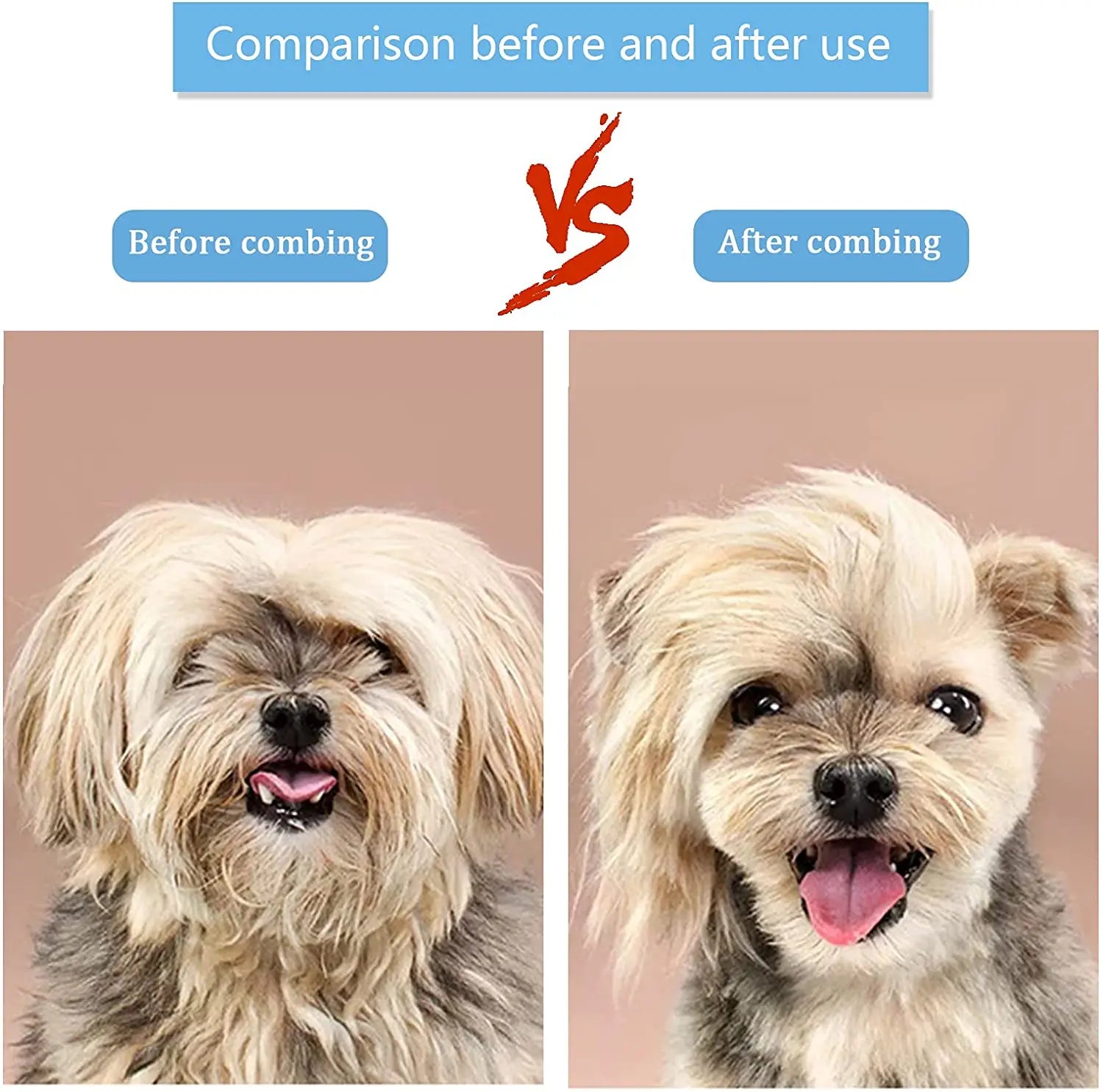 Dog & Cat Hair Remover Brush – Grooming Comb for Long Hair Pets
