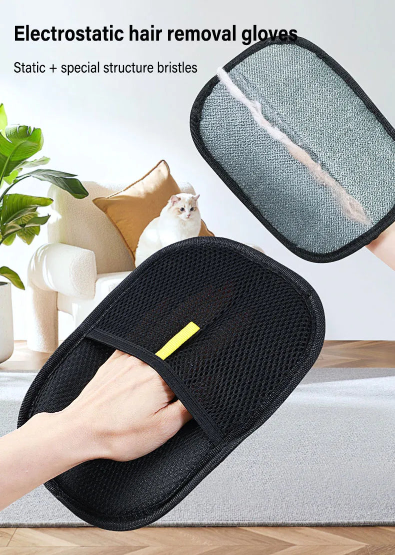 Pet Grooming Gloves – Static Hair Remover for Dogs & Cats