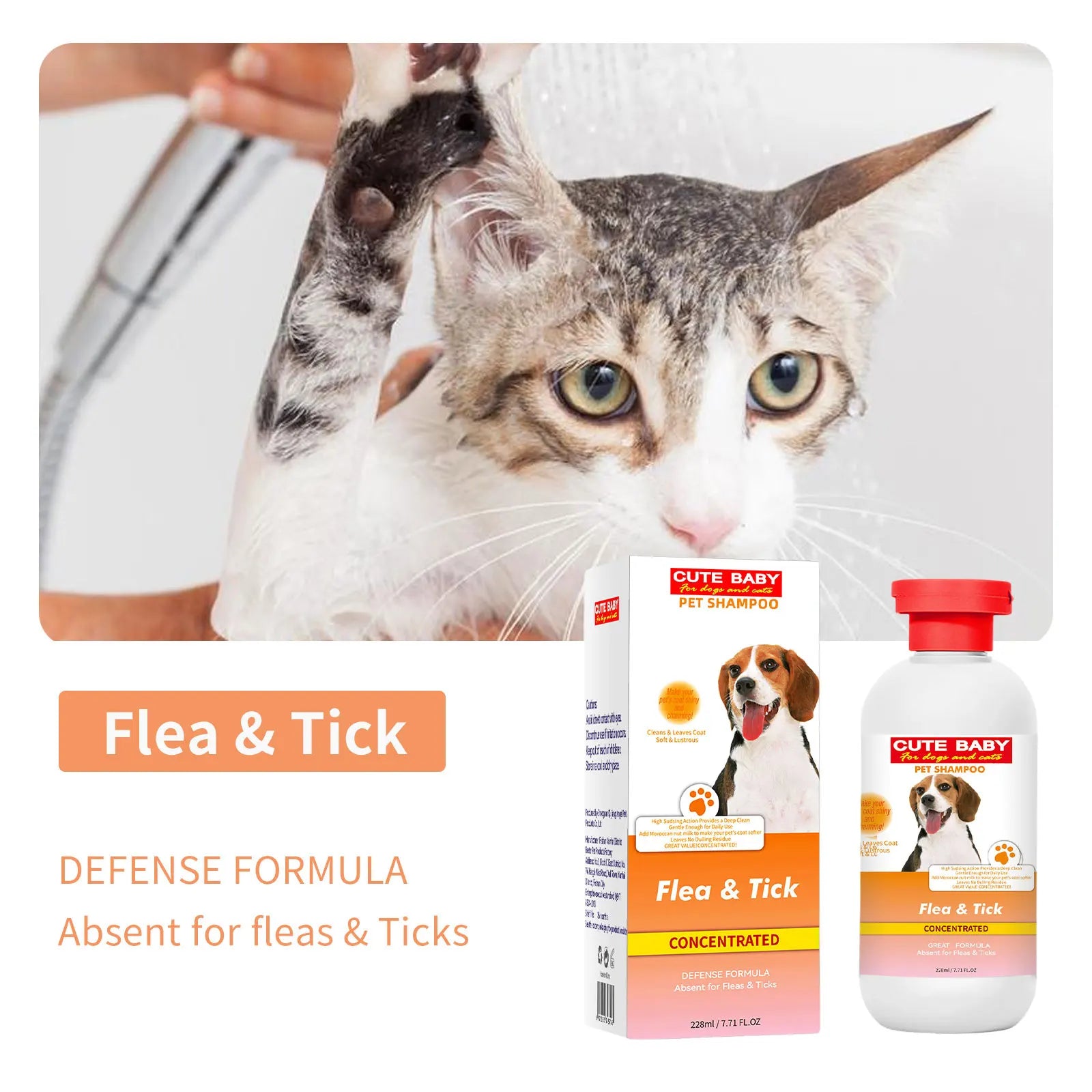 Gentle Pet Shampoo – Odor-Removing Body Wash for Dogs & Cats (228ml)