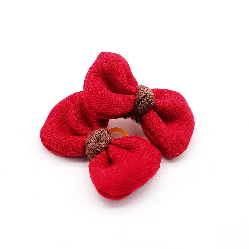 20PCS Handmade Dog Hair Bows – Cotton Pet Grooming Accessories for Small Dogs & Cats