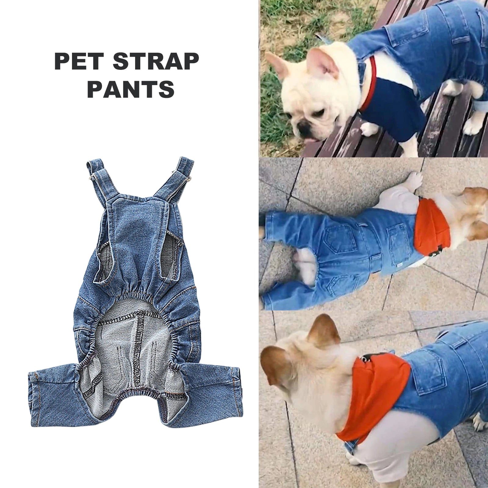 Dog Denim Jumpsuit – Fashion Cotton Outfit for Small & Medium Dogs and Cats