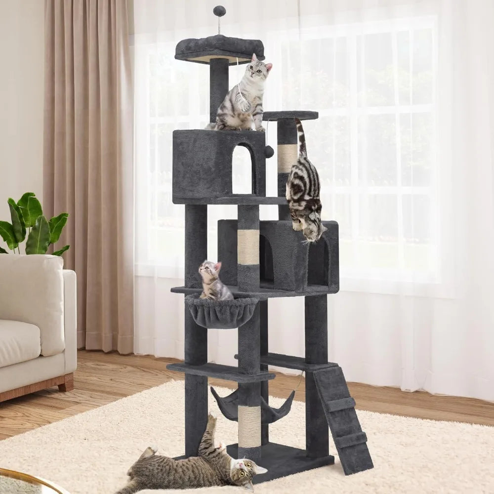 YITAHOME 75" Cat Tree Tower, Multi-Level Cat Furniture with Scratching Posts, Hammock & Perches
