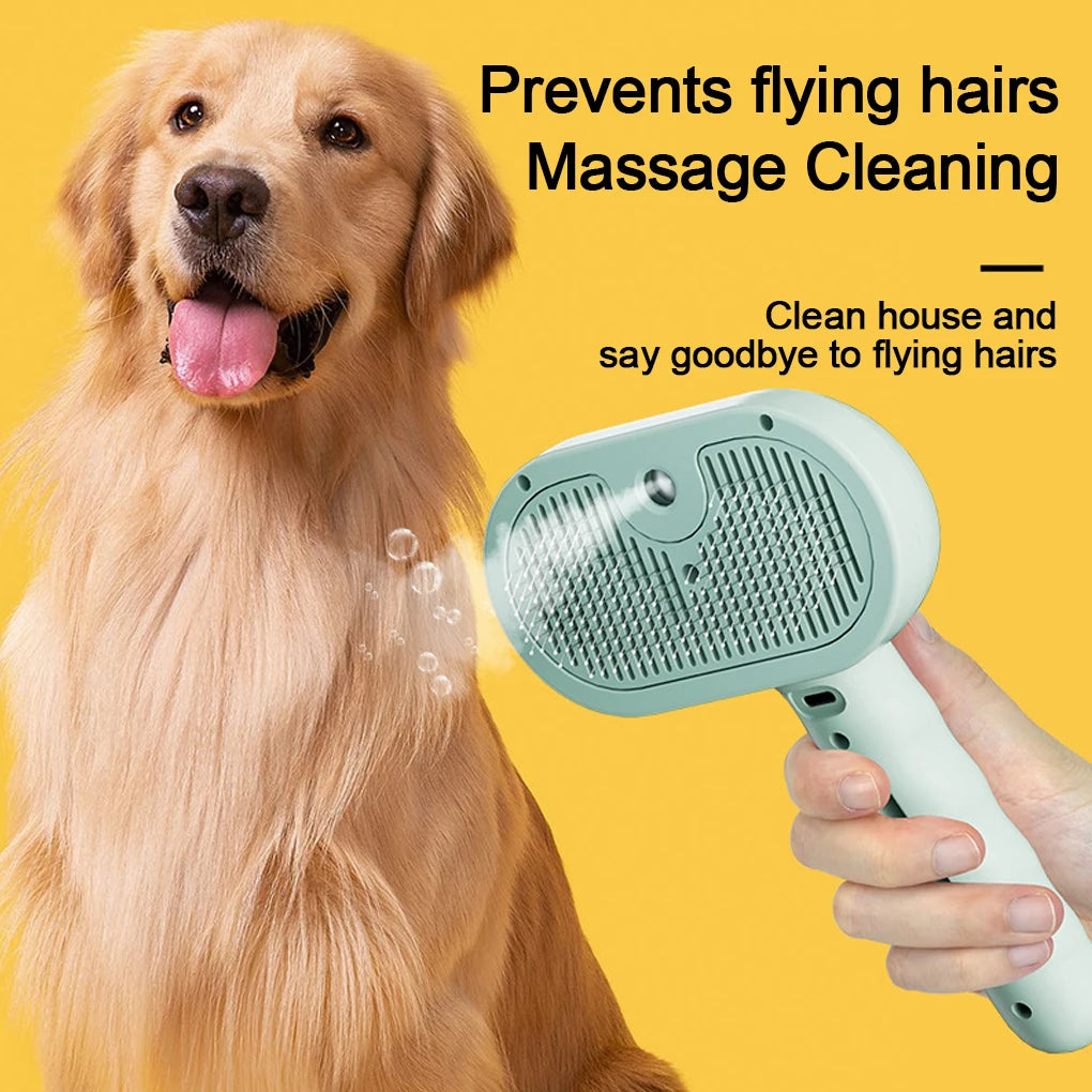Steam Spray Dog Grooming Brush – Luxury Pet Hair Care