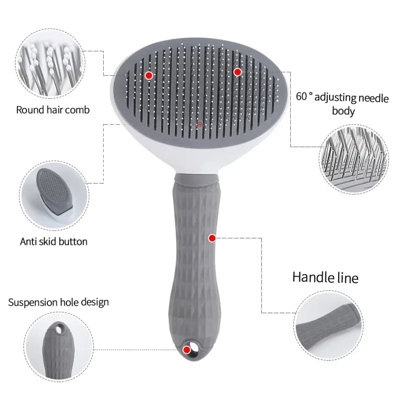 Pet Hair Brush & Stainless Steel Comb – Dog & Cat Grooming Tool