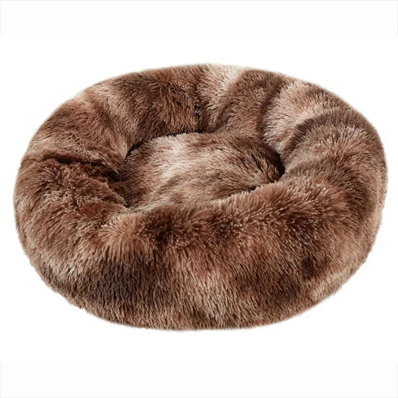 Round Plush Pet Bed for Cats & Dogs – Winter Warm Sleeping Bed
