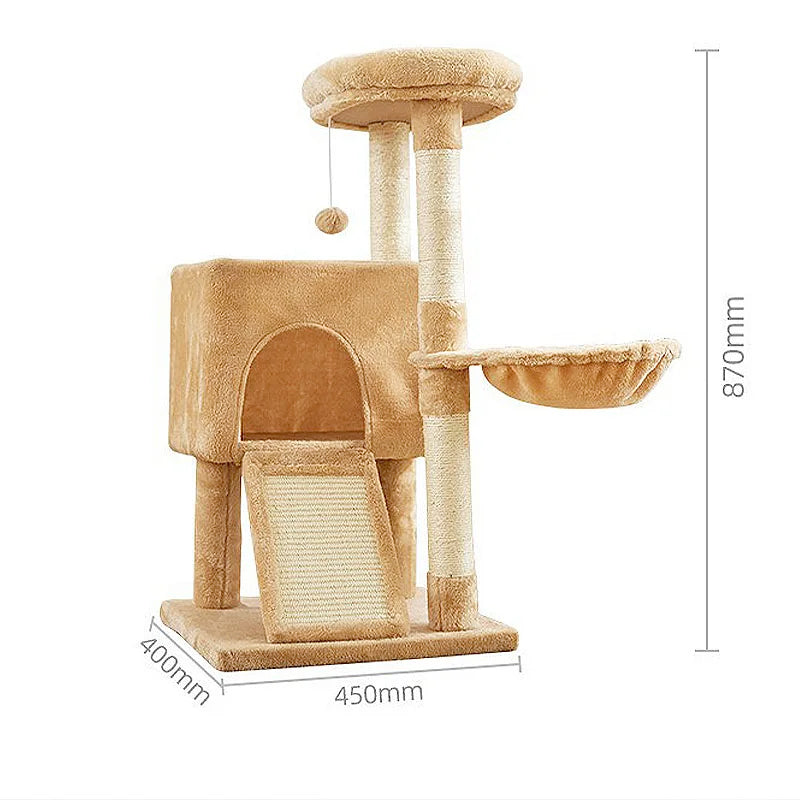 Luxury Cat Tree Tower – Multi-Level Cat Furniture with Double Condos, Hammock, Spacious Perch & Sisal Scratching Posts