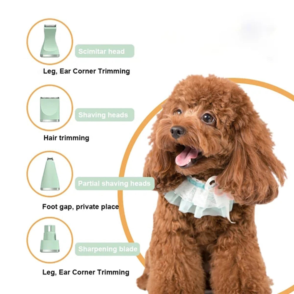 4-in-1 Electric Pet Grooming Kit – USB Rechargeable Clippers & Trimmer