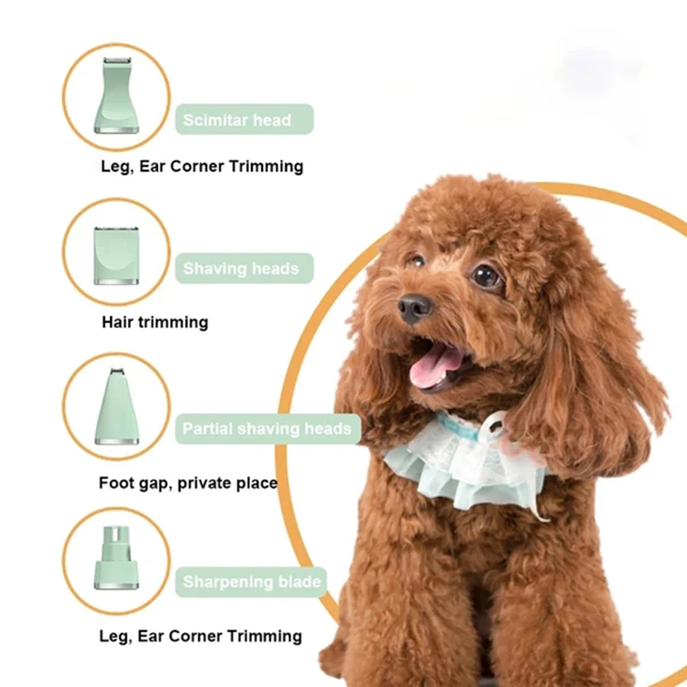 4-in-1 Electric Pet Grooming Kit – USB Rechargeable Clippers & Trimmer