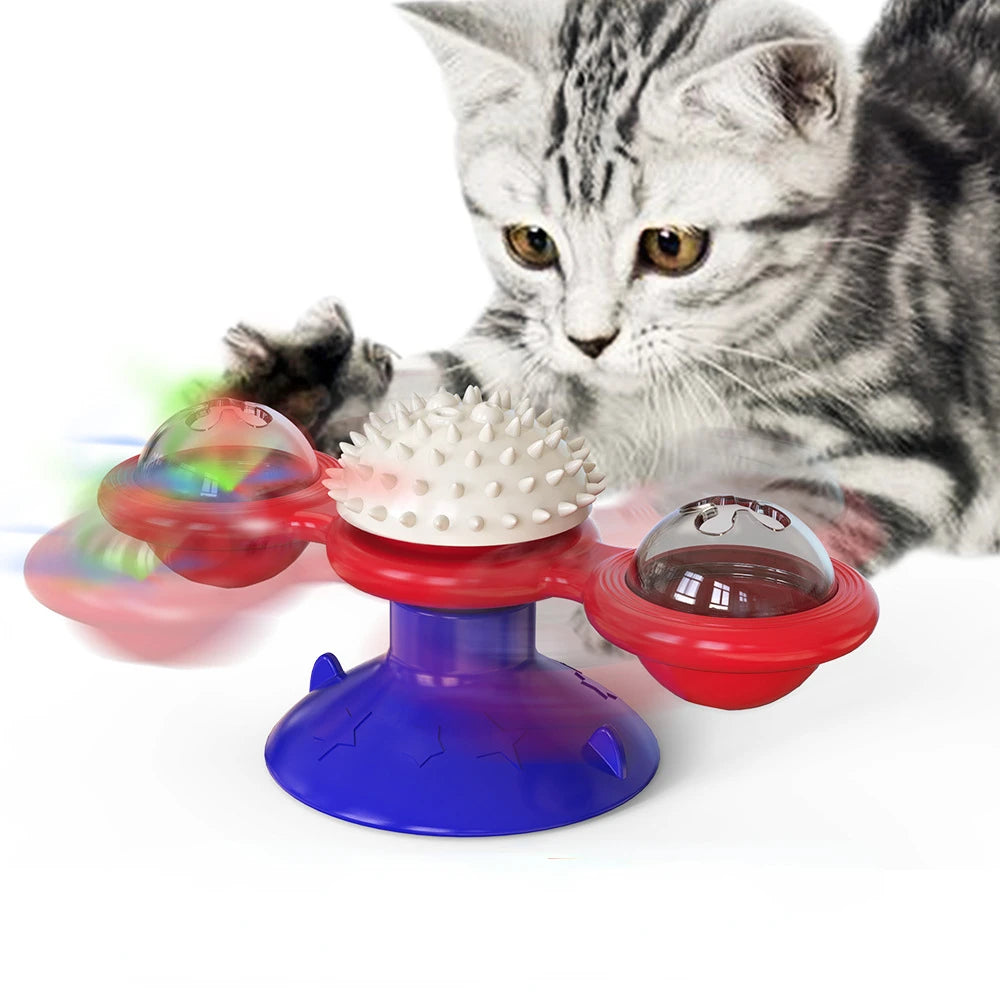 Interactive Windmill Cat Toy – Puzzle Turntable for Kittens