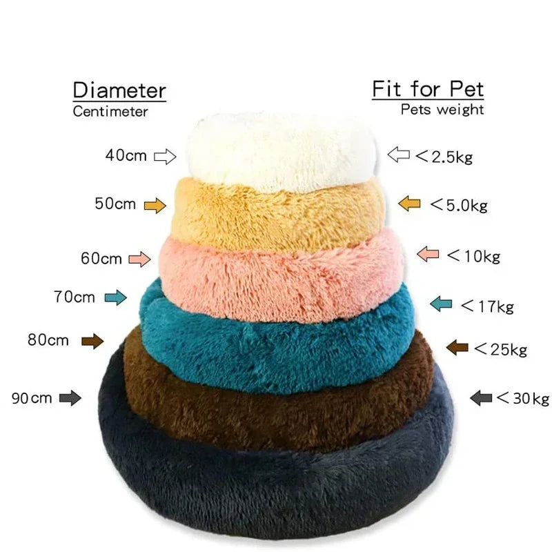 Round Plush Pet Bed for Cats & Dogs – Winter Warm Sleeping Bed