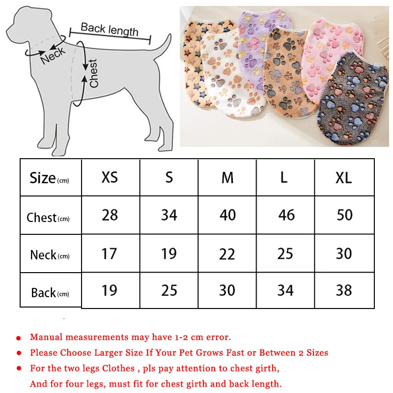 Flannel Paw Print Dog Vest – Soft Cozy Coat for Small & Medium Pets