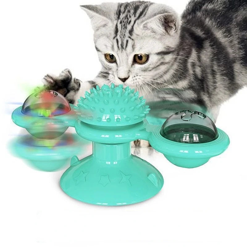 Interactive Windmill Cat Toy – Puzzle Turntable for Kittens