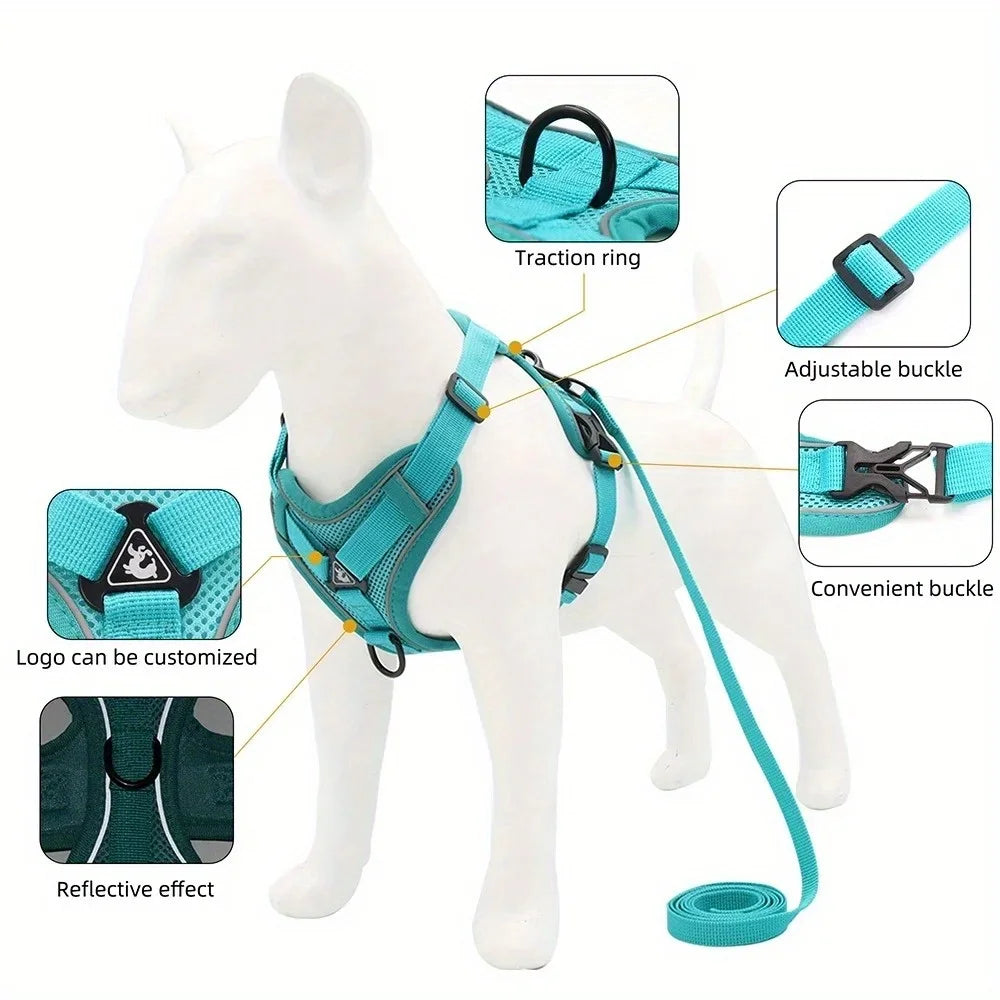 No-Pull Adjustable Dog & Cat Harness with Leash