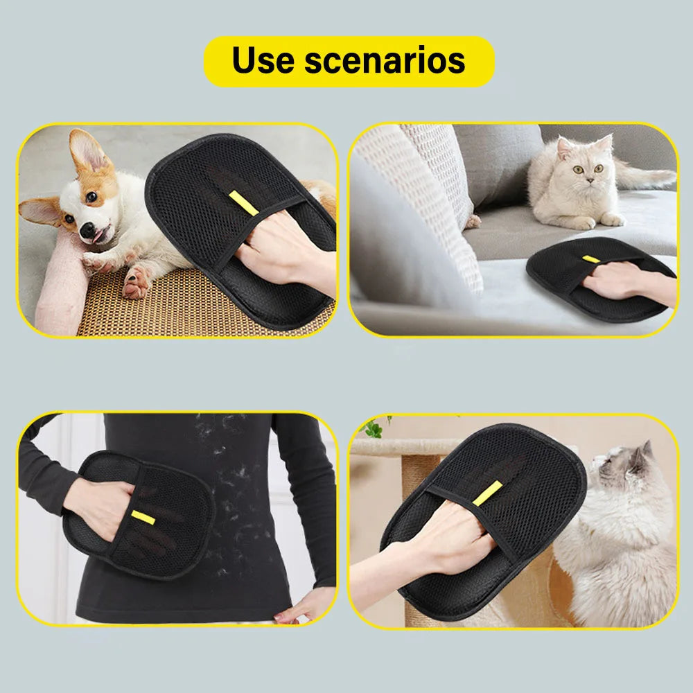 Pet Grooming Gloves – Static Hair Remover for Dogs & Cats
