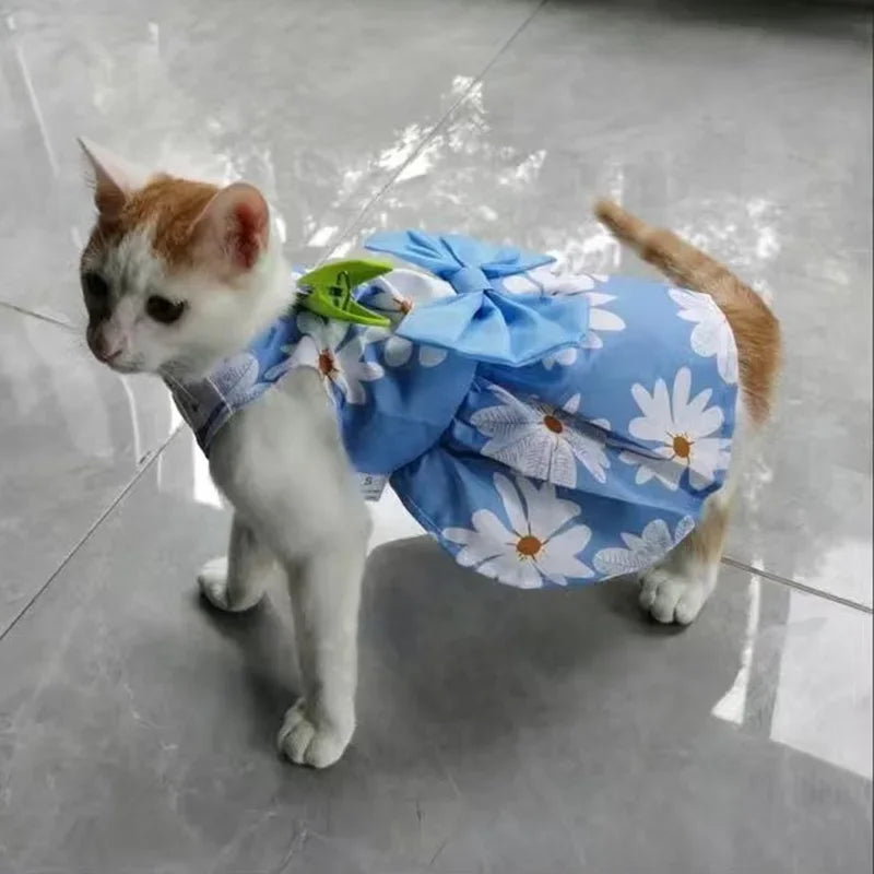 Fashion Cat & Puppy Dress with Bow – Small Dog & Cat Clothing