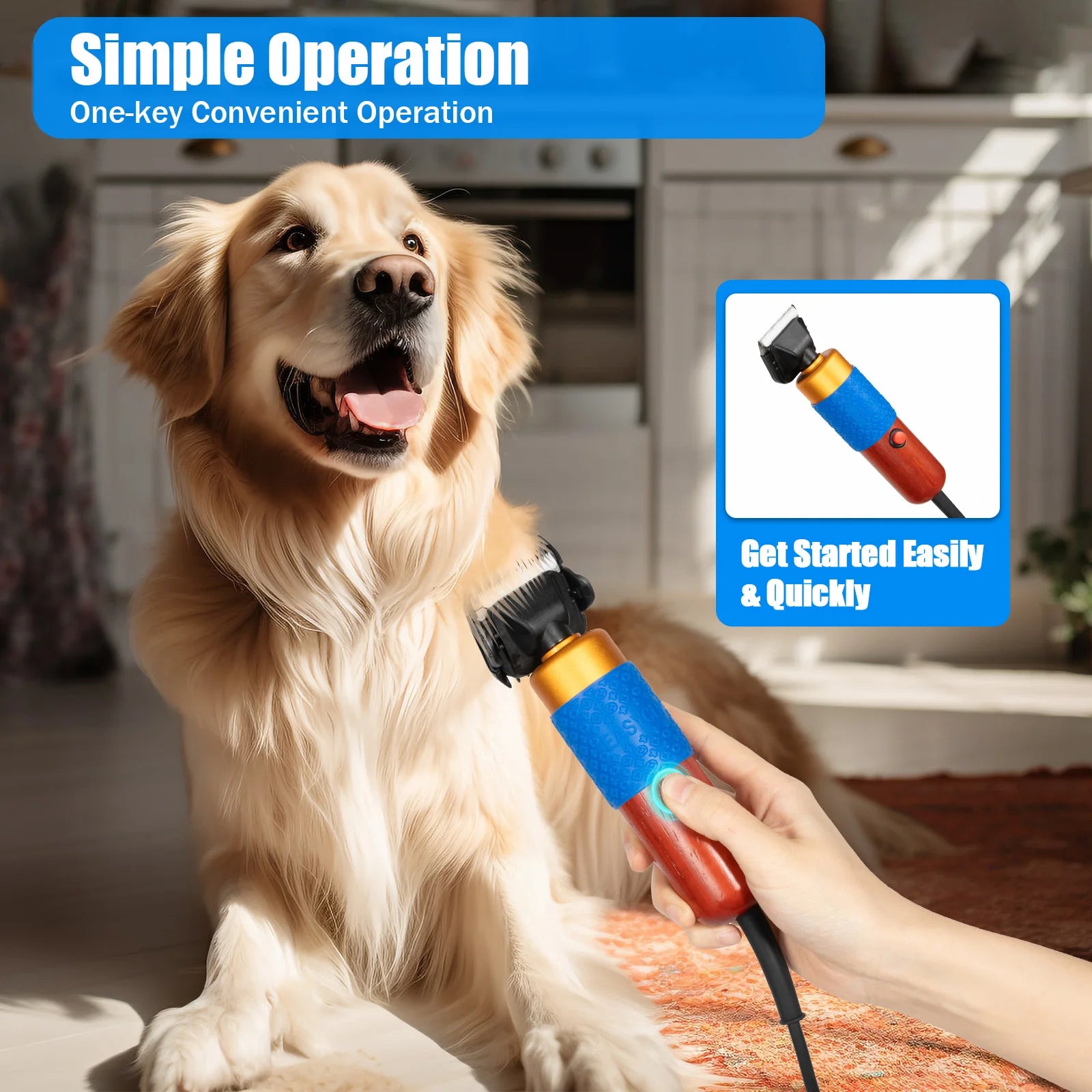Home Pet Hair Clipper Set – 200W Low Noise Electric Pet Grooming Scissors with Guide Combs