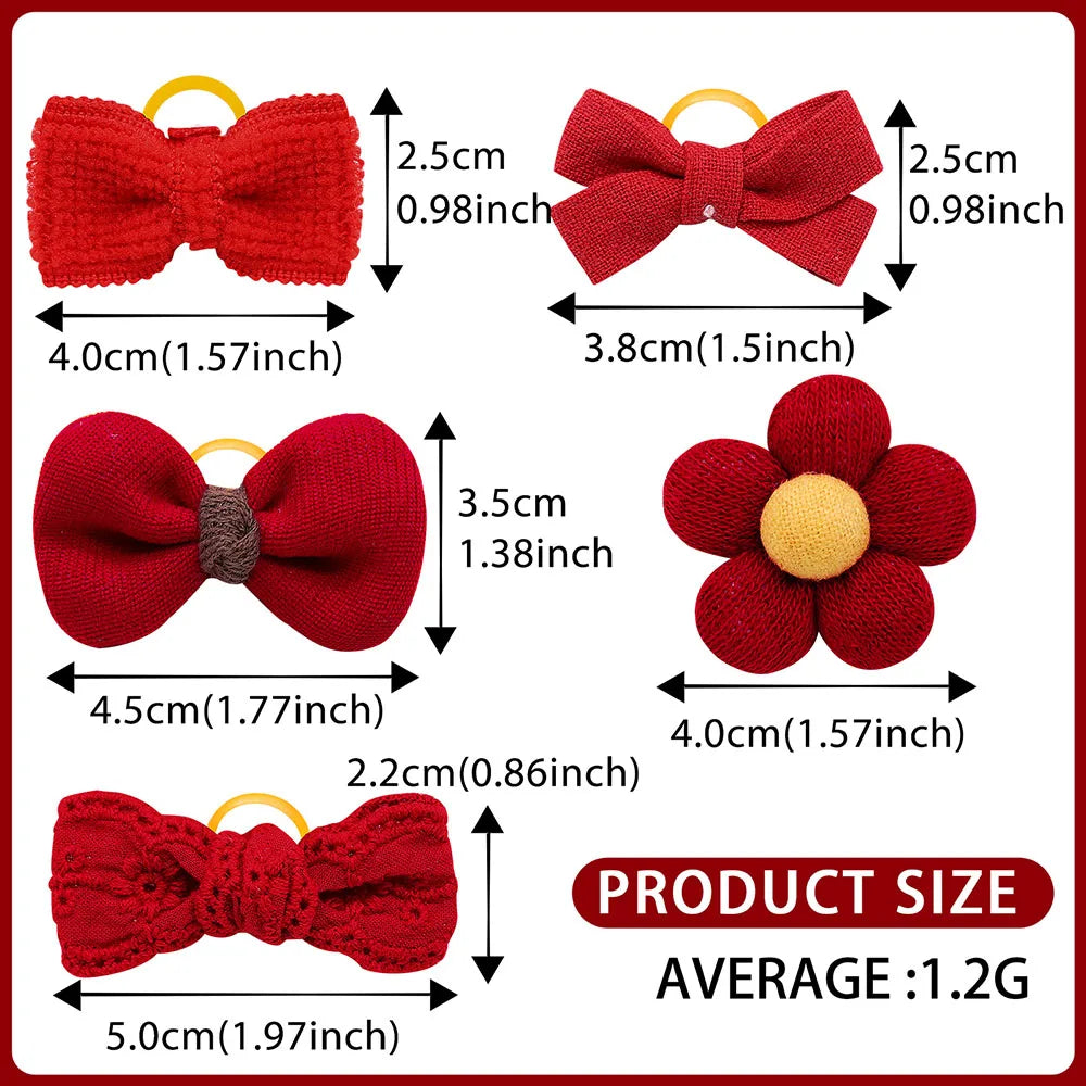 20PCS Handmade Dog Hair Bows – Cotton Pet Grooming Accessories for Small Dogs & Cats