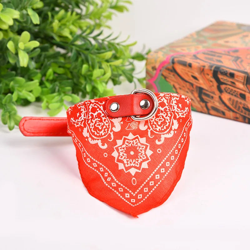 PU Pet Collar with Scarf – Adjustable for Small & Medium Dogs