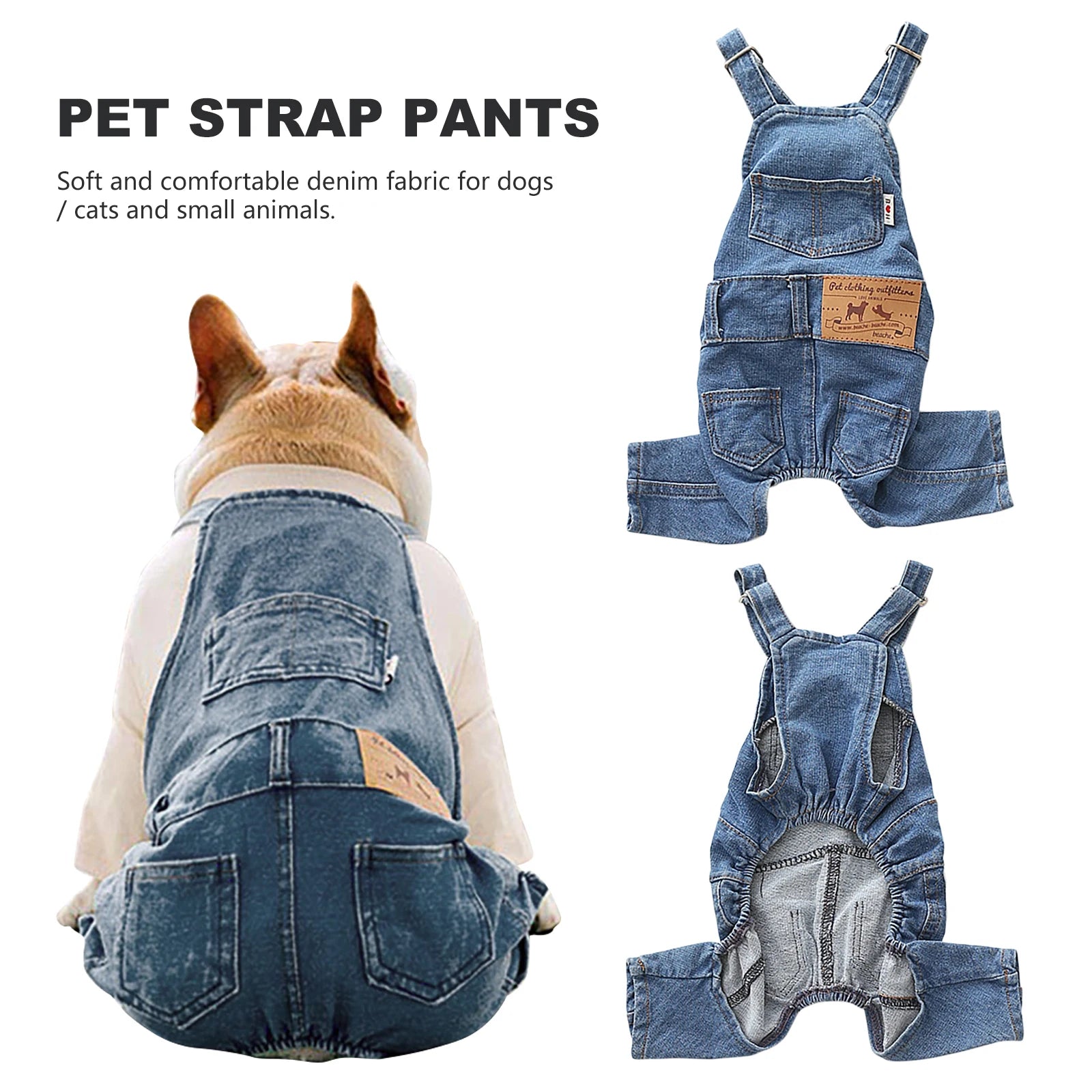 Dog Denim Jumpsuit – Fashion Cotton Outfit for Small & Medium Dogs and Cats