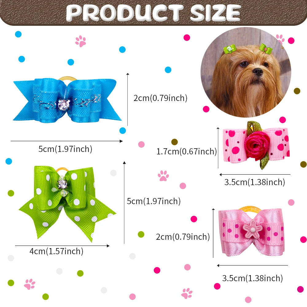 10-Pack Handmade Valentine’s Day Pet Hair Bows – Small Dog & Cat Grooming Accessories