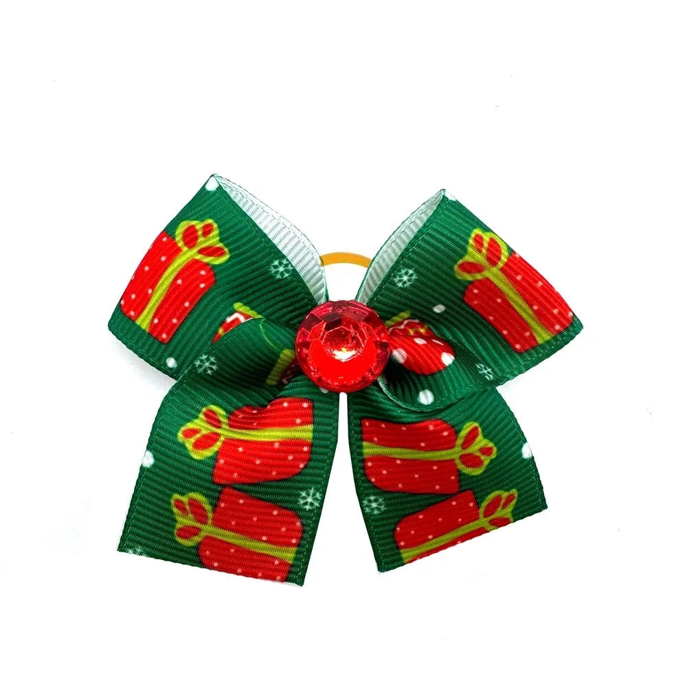50-Pack Christmas Dog Hair Bows – Small Dog Grooming Accessories