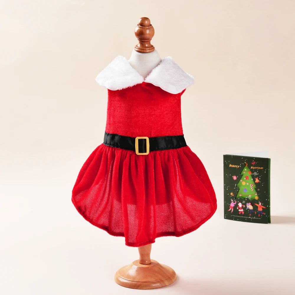 Christmas Pet Princess Dress – Red Holiday Skirt for Small Dogs & Cats