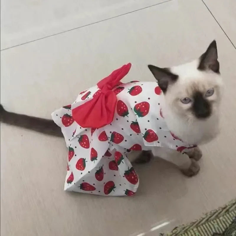 Fashion Cat & Puppy Dress with Bow – Small Dog & Cat Clothing