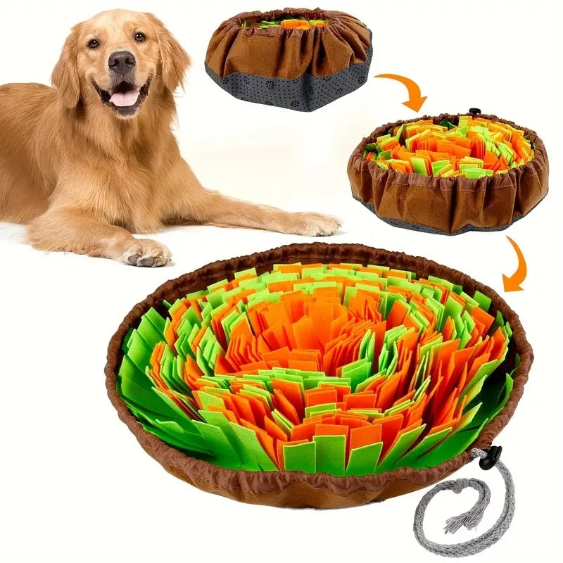 Foldable Dog Snuffle Mat – Washable Felt Slow Feeder & Training Toy for Pets